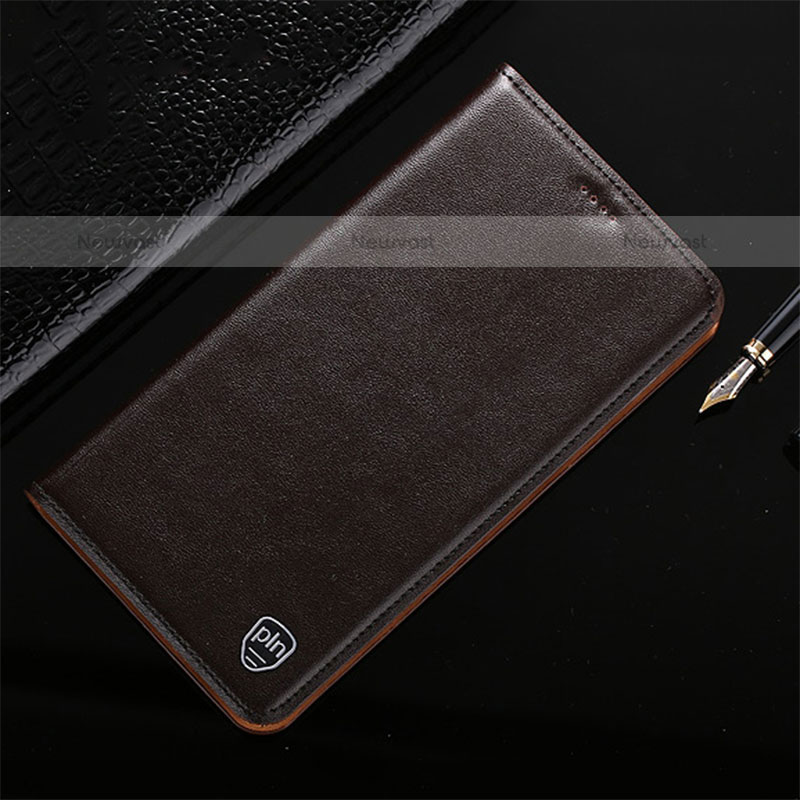Leather Case Stands Flip Cover Holder H21P for Samsung Galaxy A71 4G A715 Brown
