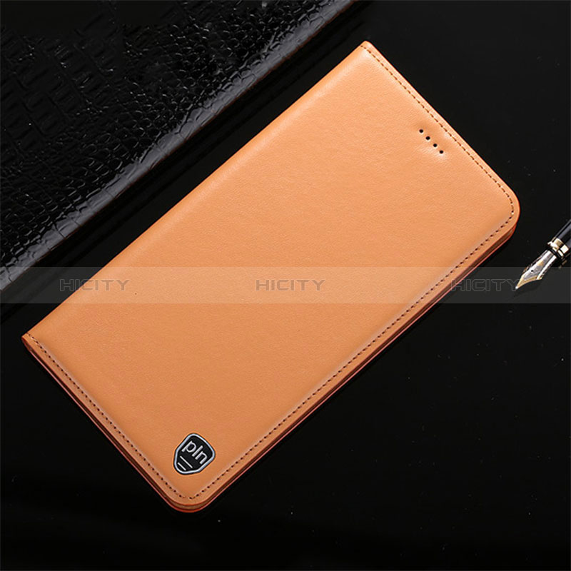 Leather Case Stands Flip Cover Holder H21P for Samsung Galaxy F52 5G Orange