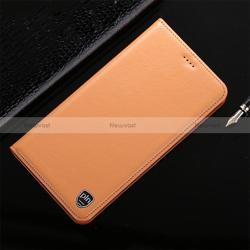 Leather Case Stands Flip Cover Holder H21P for Vivo iQOO U3 5G Orange