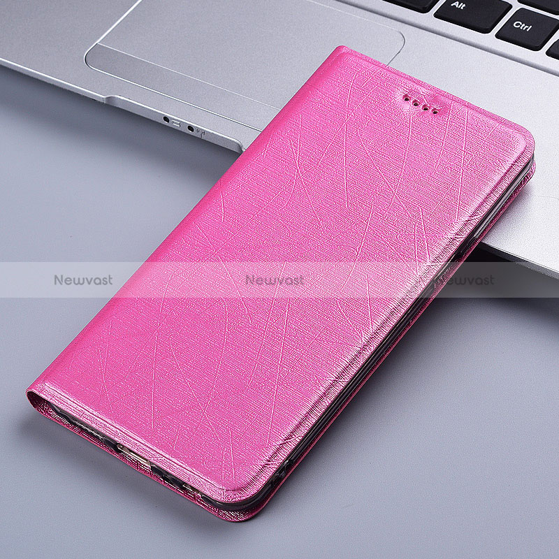 Leather Case Stands Flip Cover Holder H22P for Asus ROG Phone 3 Strix ZS661KS Pink