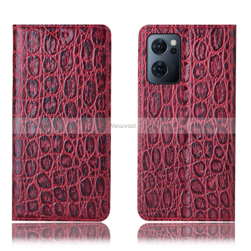 Leather Case Stands Flip Cover Holder H22P for OnePlus Nord CE 2 5G Red