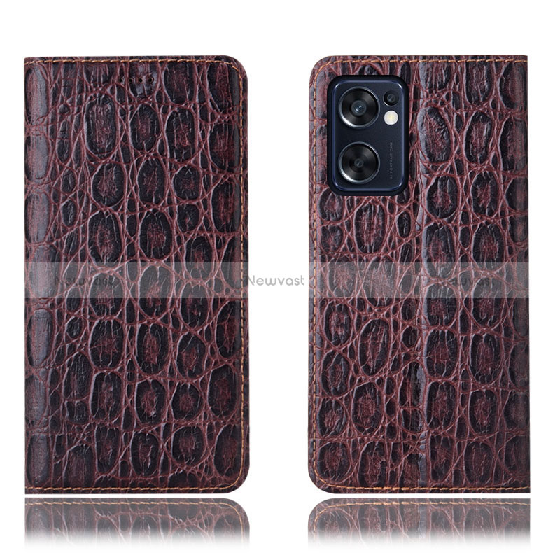 Leather Case Stands Flip Cover Holder H22P for Oppo Reno7 SE 5G