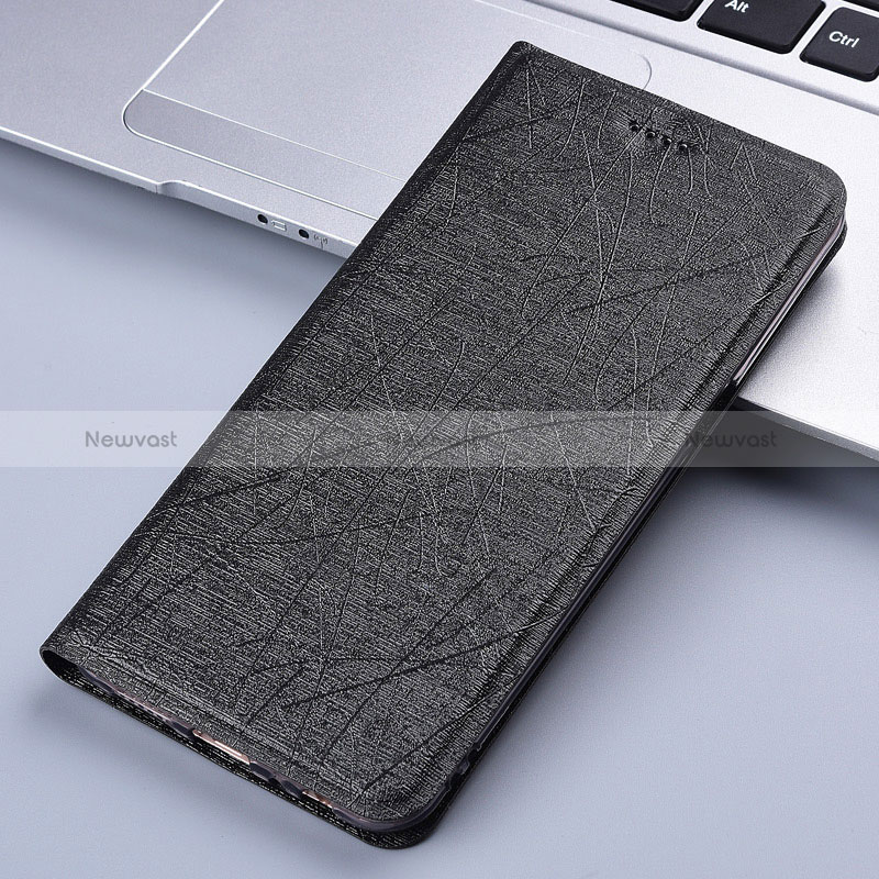 Leather Case Stands Flip Cover Holder H22P for Xiaomi Redmi 11 Prime 5G Black