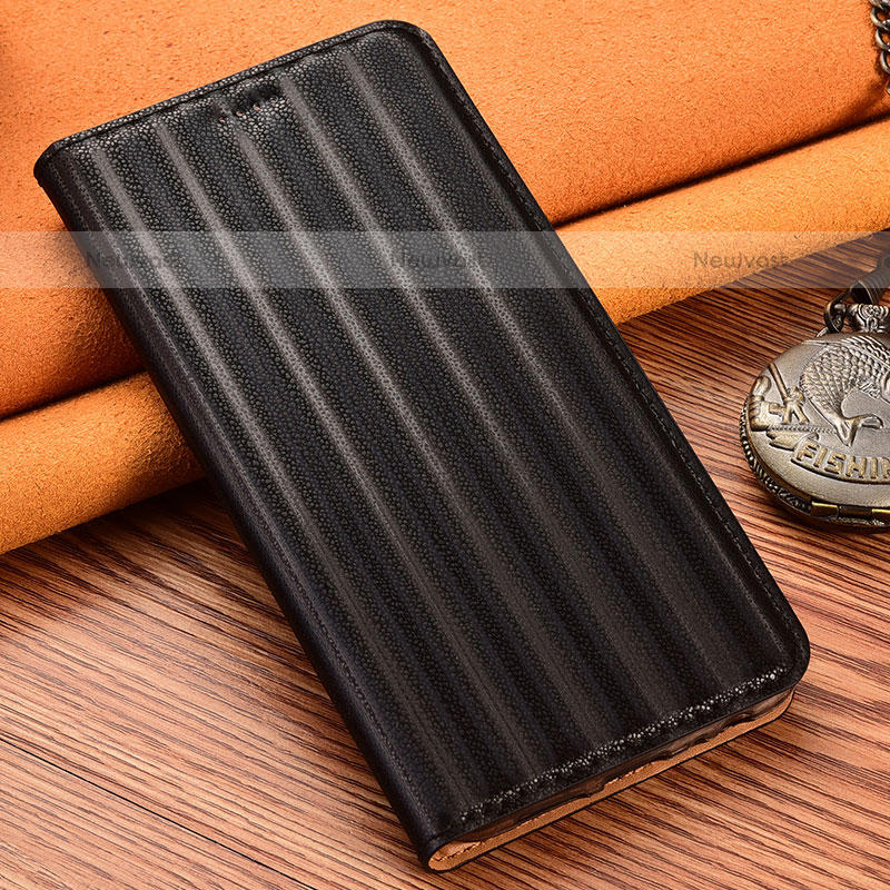 Leather Case Stands Flip Cover Holder H23P for Oppo A53 Black