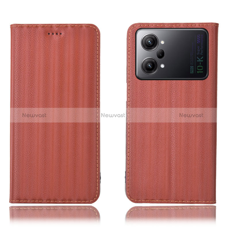 Leather Case Stands Flip Cover Holder H23P for Oppo K10 Pro 5G Brown