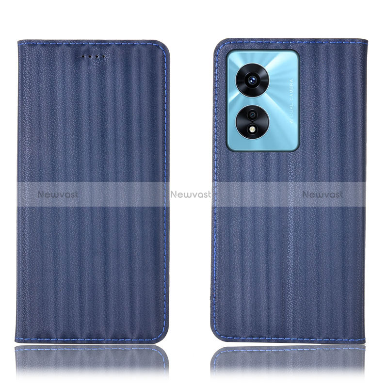 Leather Case Stands Flip Cover Holder H23P for Oppo Reno8 T 5G Blue