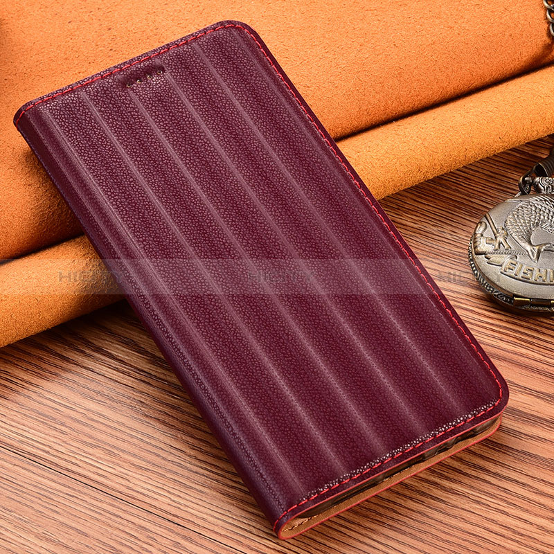 Leather Case Stands Flip Cover Holder H23P for Samsung Galaxy F23 5G Red Wine