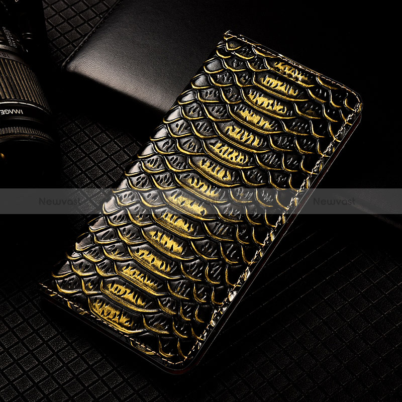 Leather Case Stands Flip Cover Holder H25P for Asus Zenfone 9 Black