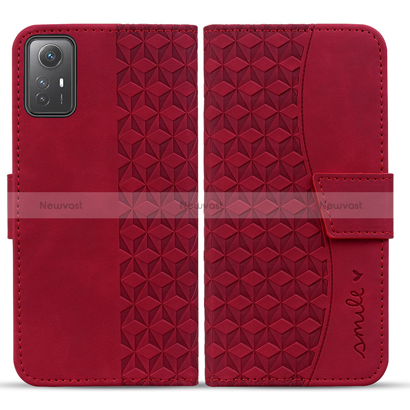 Leather Case Stands Flip Cover Holder HF1 for Xiaomi Redmi Note 12S Red