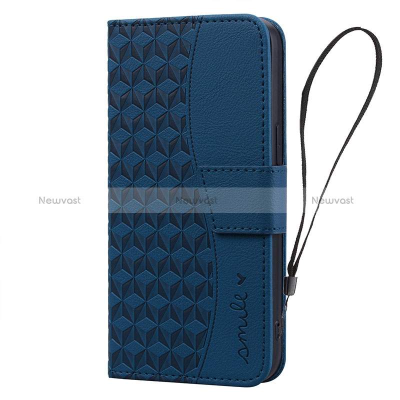 Leather Case Stands Flip Cover Holder HF2 for Apple iPhone 14 Pro Blue