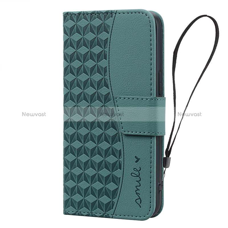 Leather Case Stands Flip Cover Holder HF2 for Apple iPhone 15 Pro Green