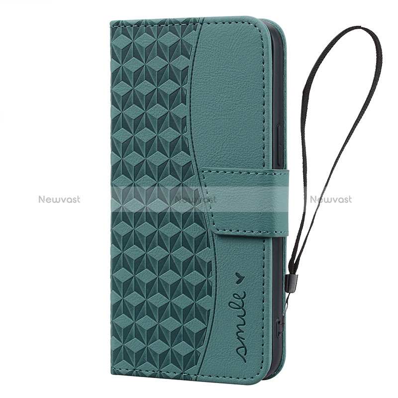 Leather Case Stands Flip Cover Holder HF2 for Apple iPhone 15 Pro Max Green