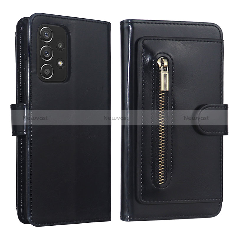 Leather Case Stands Flip Cover Holder JDK for Samsung Galaxy A52 4G Black