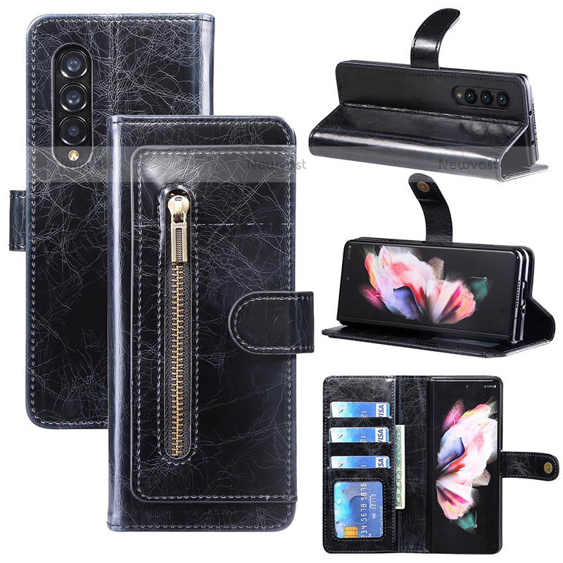 Leather Case Stands Flip Cover Holder JDK for Samsung Galaxy Z Fold3 5G