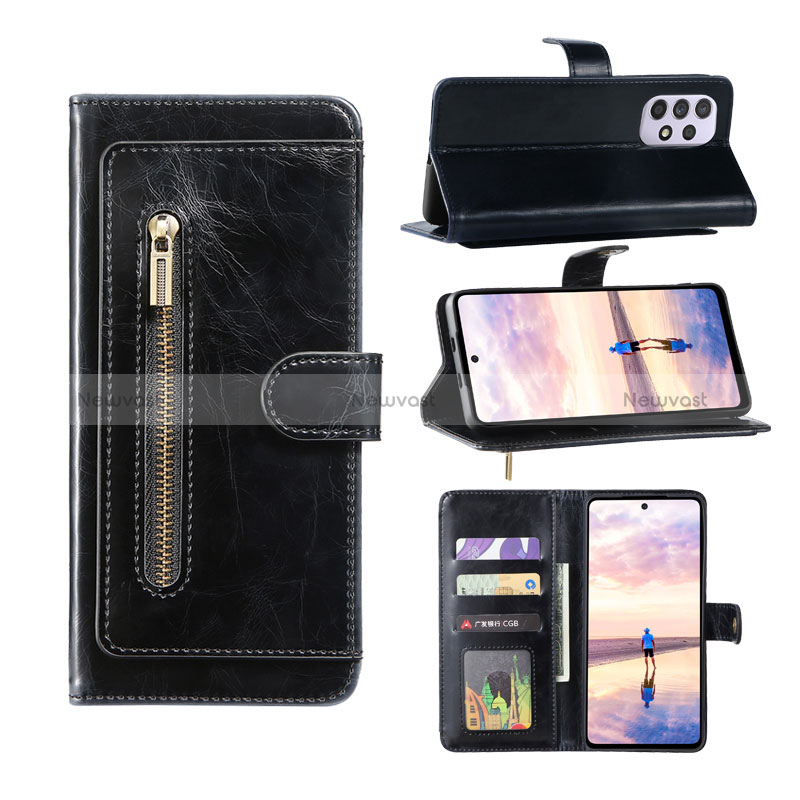 Leather Case Stands Flip Cover Holder JDK1 for Samsung Galaxy A52 4G Black