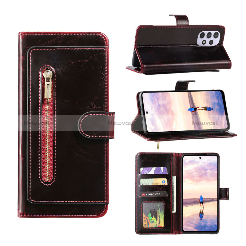 Leather Case Stands Flip Cover Holder JDK1 for Samsung Galaxy A52 4G Red
