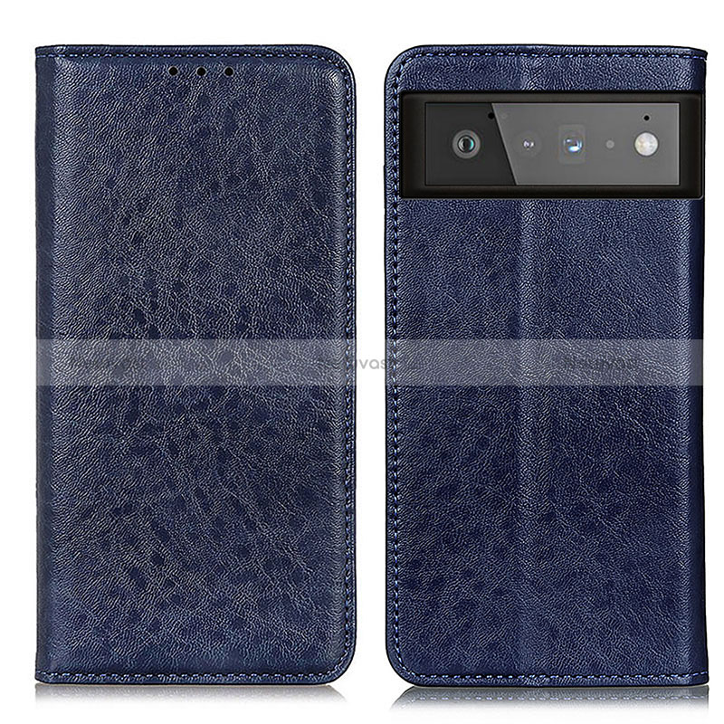 Leather Case Stands Flip Cover Holder K01Z for Google Pixel 6 5G Blue