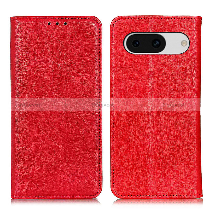 Leather Case Stands Flip Cover Holder K01Z for Google Pixel 8a 5G Red