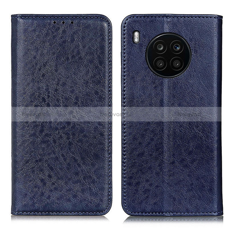 Leather Case Stands Flip Cover Holder K01Z for Huawei Honor 50 Lite Blue