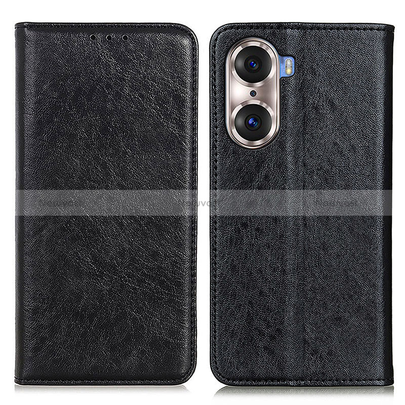 Leather Case Stands Flip Cover Holder K01Z for Huawei Honor 60 Pro 5G Black