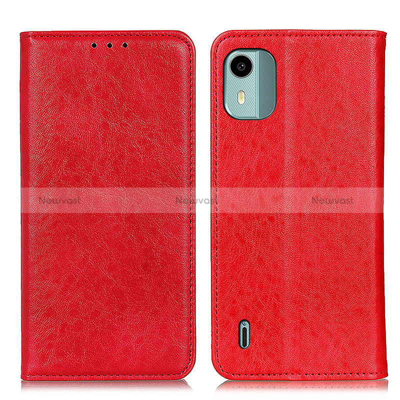 Leather Case Stands Flip Cover Holder K01Z for Nokia C12 Plus Red