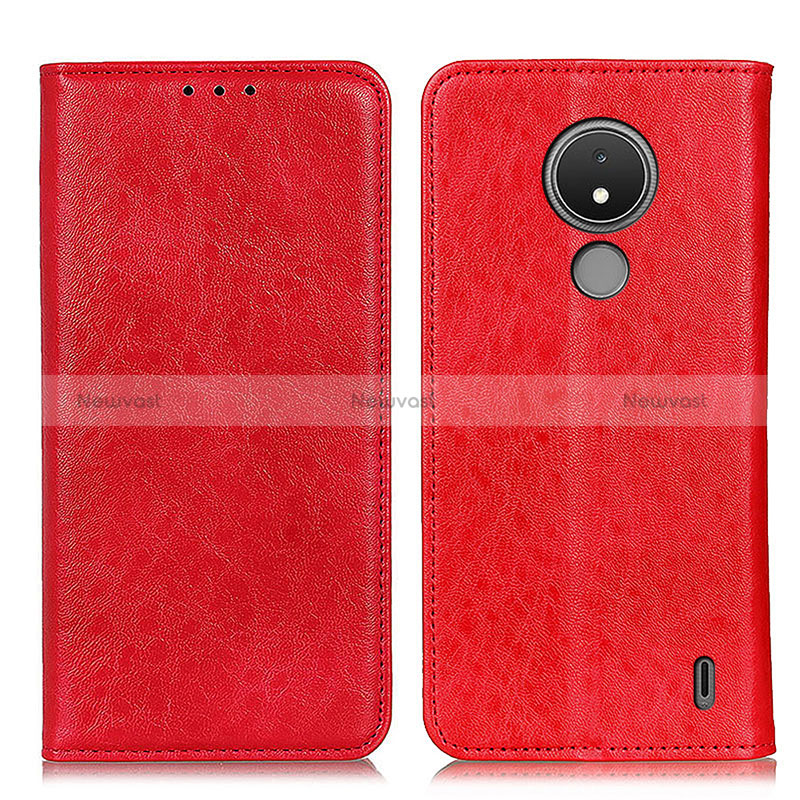 Leather Case Stands Flip Cover Holder K01Z for Nokia C21 Red