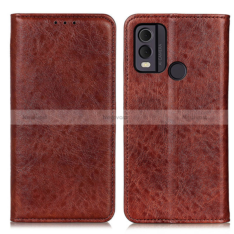 Leather Case Stands Flip Cover Holder K01Z for Nokia C22 Brown