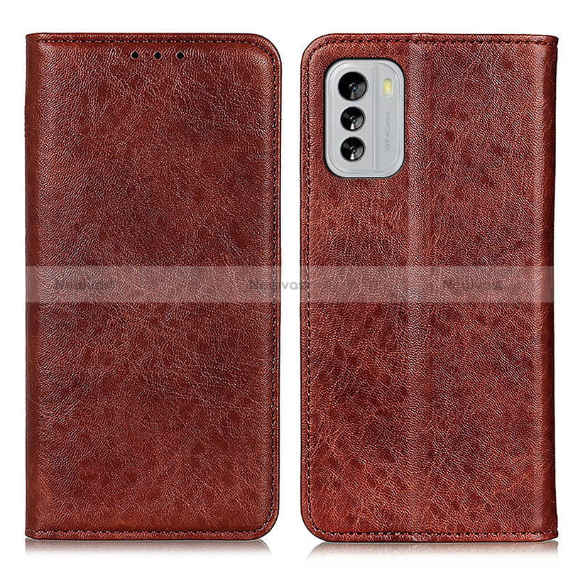 Leather Case Stands Flip Cover Holder K01Z for Nokia G60 5G Brown