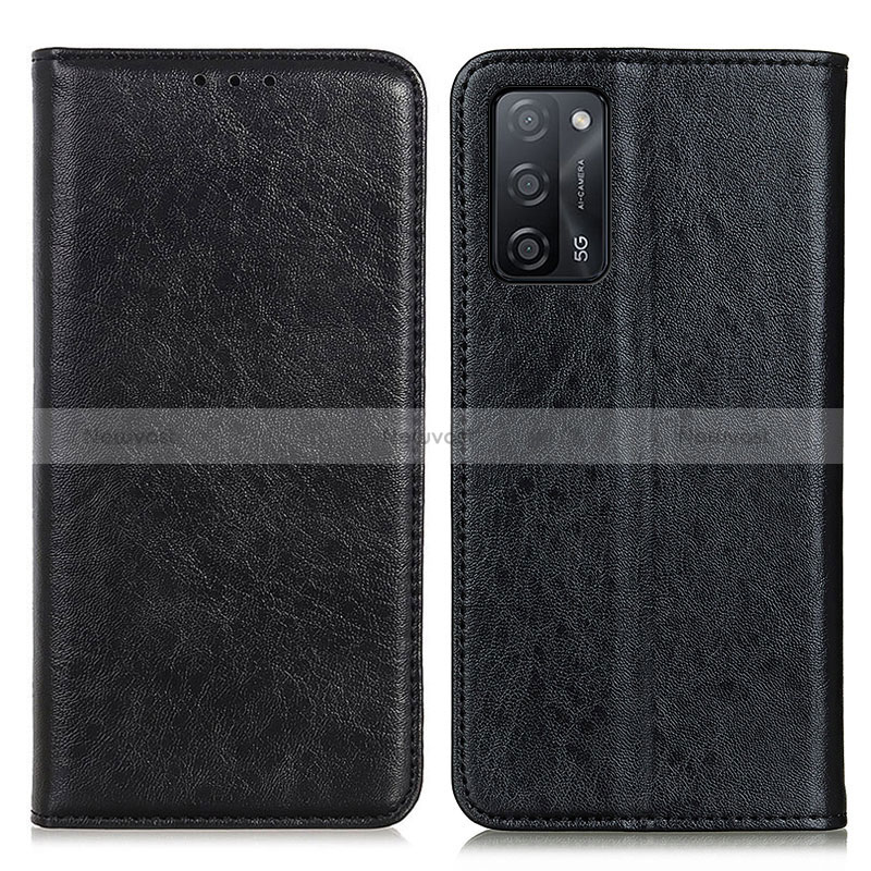 Leather Case Stands Flip Cover Holder K01Z for Oppo A53s 5G Black