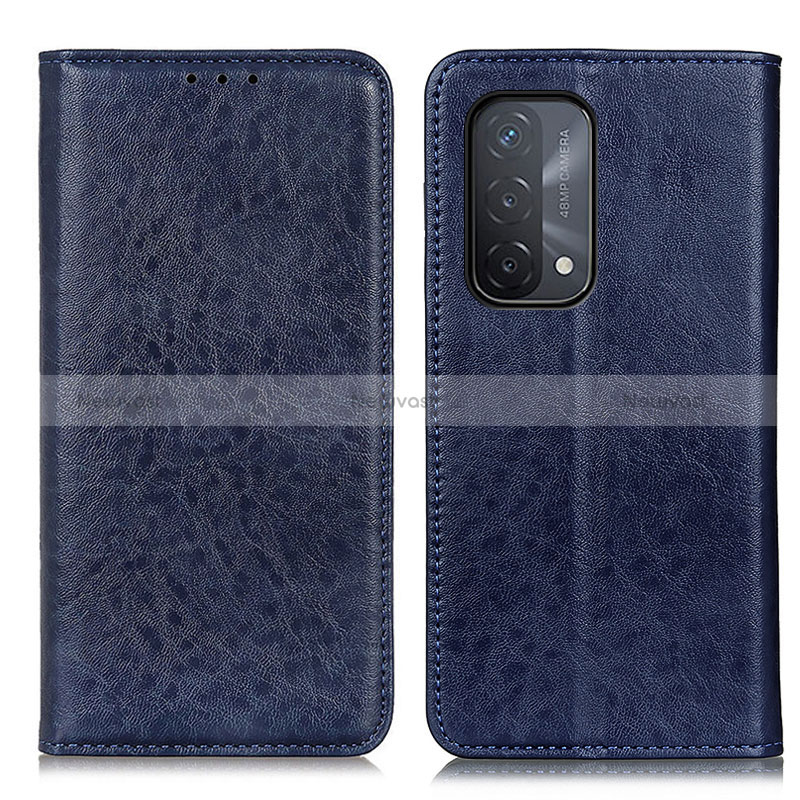 Leather Case Stands Flip Cover Holder K01Z for Oppo A54 5G Blue