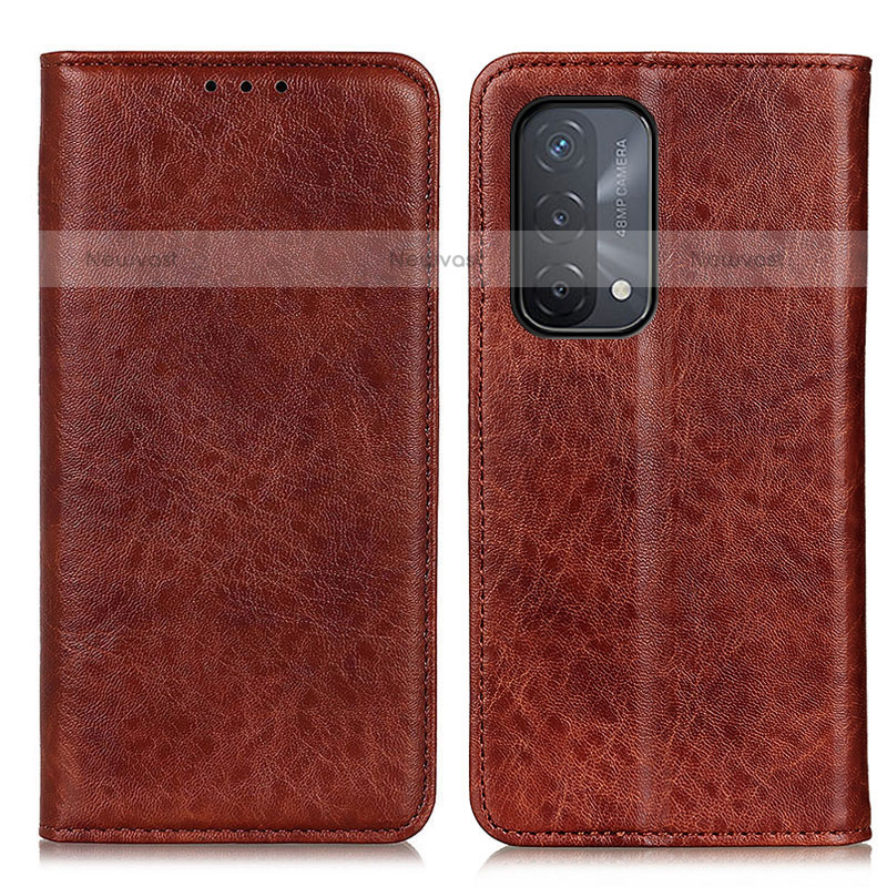 Leather Case Stands Flip Cover Holder K01Z for Oppo A93 5G Brown