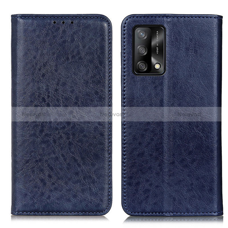 Leather Case Stands Flip Cover Holder K01Z for Oppo F19s Blue