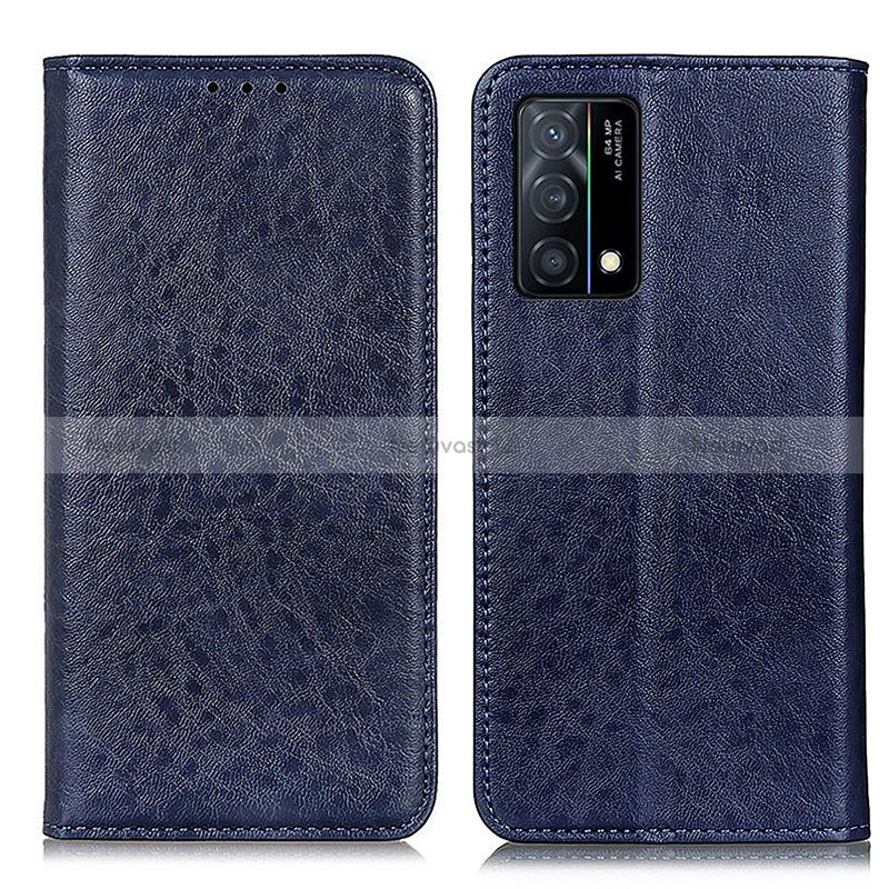 Leather Case Stands Flip Cover Holder K01Z for Oppo K9 5G Blue