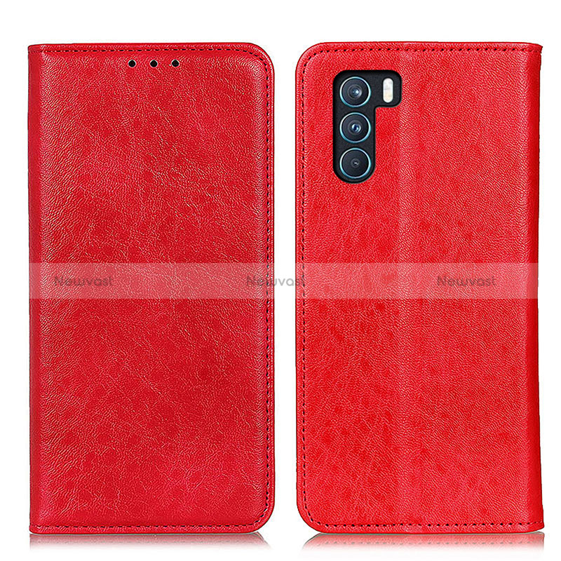 Leather Case Stands Flip Cover Holder K01Z for Oppo K9 Pro 5G Red