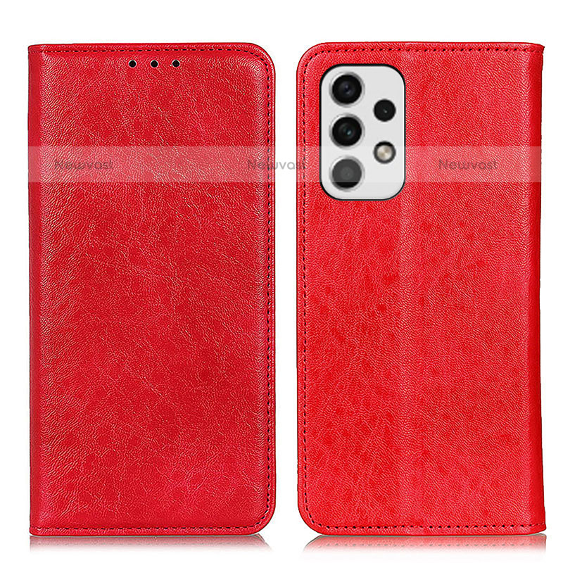 Leather Case Stands Flip Cover Holder K01Z for Samsung Galaxy A23 5G Red