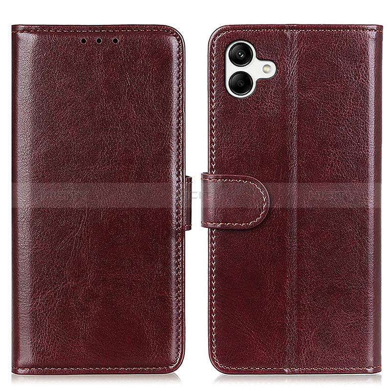 Leather Case Stands Flip Cover Holder K01Z for Samsung Galaxy F04 Brown