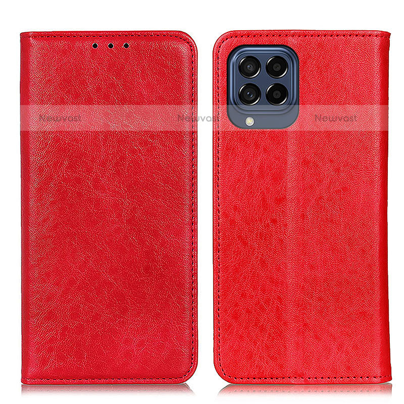 Leather Case Stands Flip Cover Holder K01Z for Samsung Galaxy M53 5G Red
