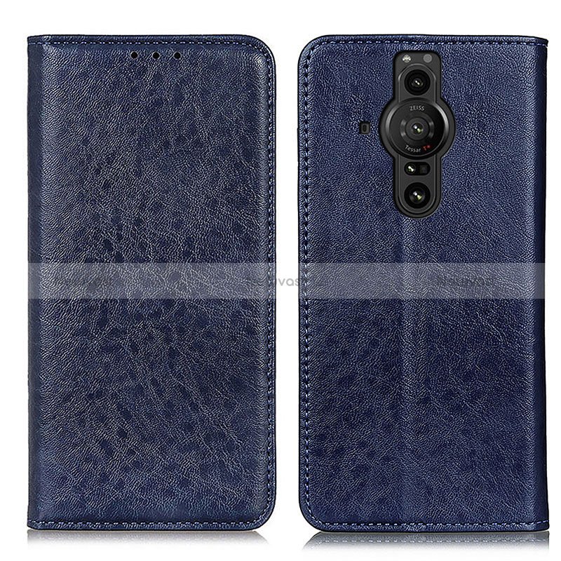 Leather Case Stands Flip Cover Holder K01Z for Sony Xperia PRO-I Blue