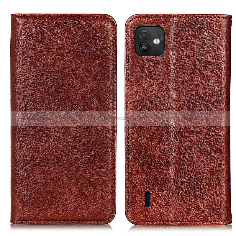 Leather Case Stands Flip Cover Holder K01Z for Wiko Y82 Brown