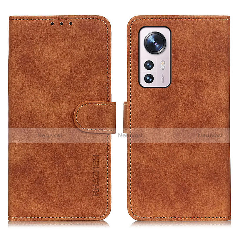 Leather Case Stands Flip Cover Holder K01Z for Xiaomi Mi 12 5G Brown