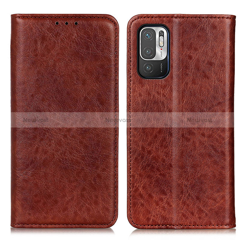 Leather Case Stands Flip Cover Holder K01Z for Xiaomi Redmi Note 11 SE 5G Brown