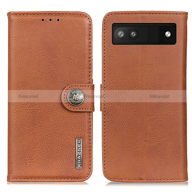 Leather Case Stands Flip Cover Holder K02Z for Google Pixel 7a 5G Brown