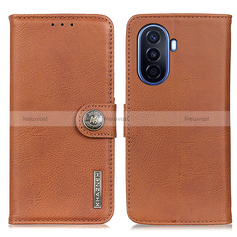 Leather Case Stands Flip Cover Holder K02Z for Huawei Enjoy 50 Brown