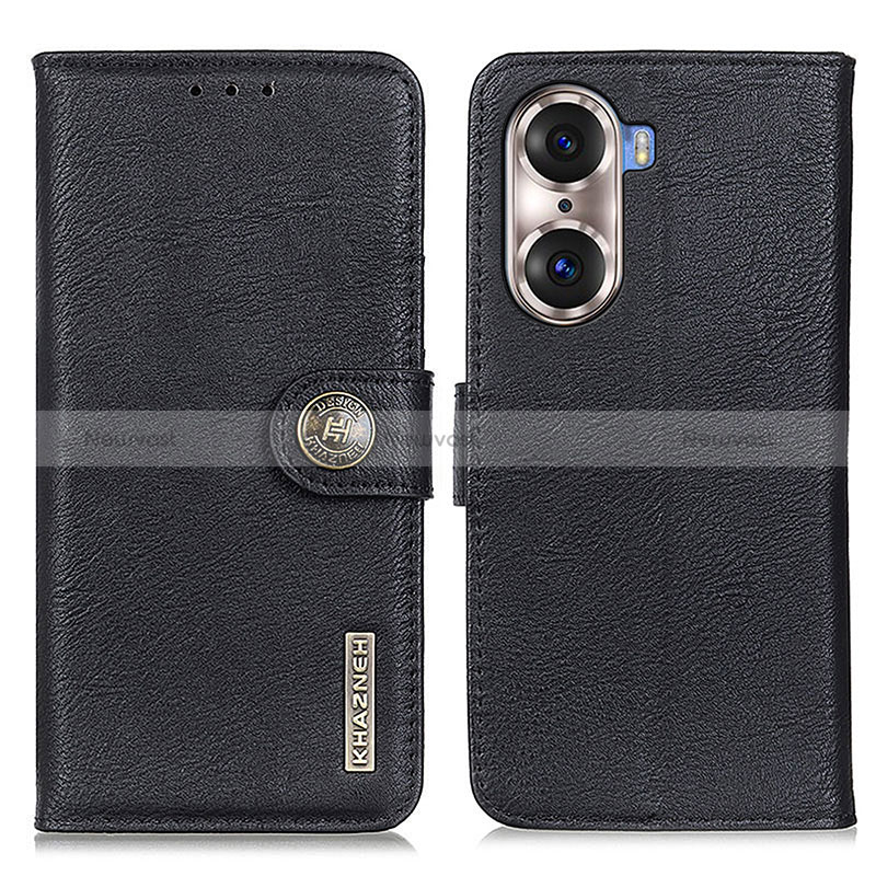 Leather Case Stands Flip Cover Holder K02Z for Huawei Honor 60 5G Black