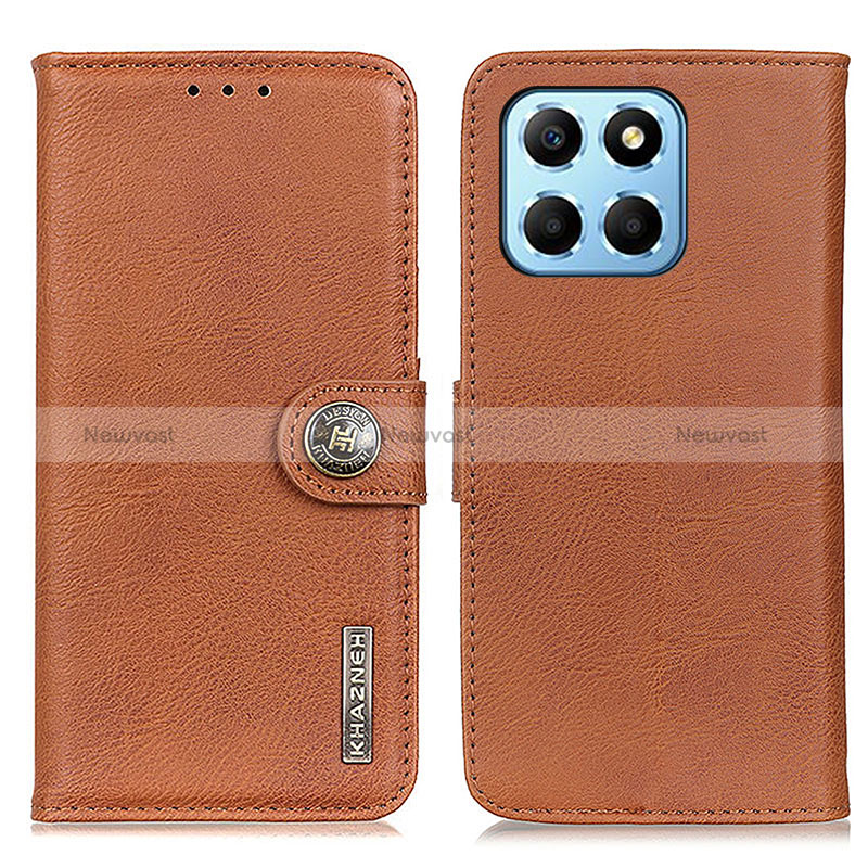 Leather Case Stands Flip Cover Holder K02Z for Huawei Honor X6 Brown