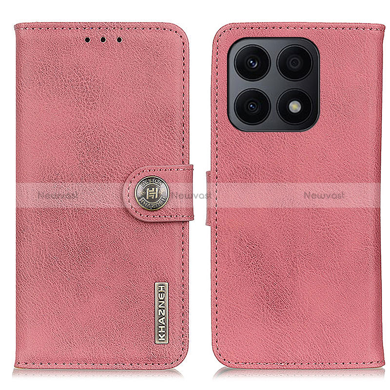 Leather Case Stands Flip Cover Holder K02Z for Huawei Honor X8a 4G Pink