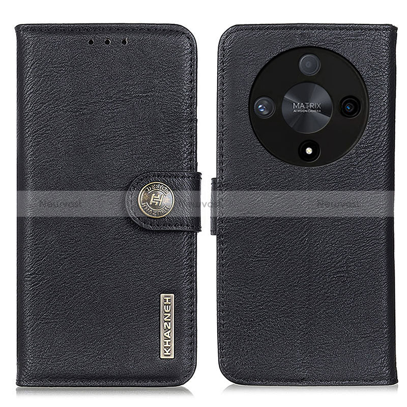 Leather Case Stands Flip Cover Holder K02Z for Huawei Honor X9b 5G Black