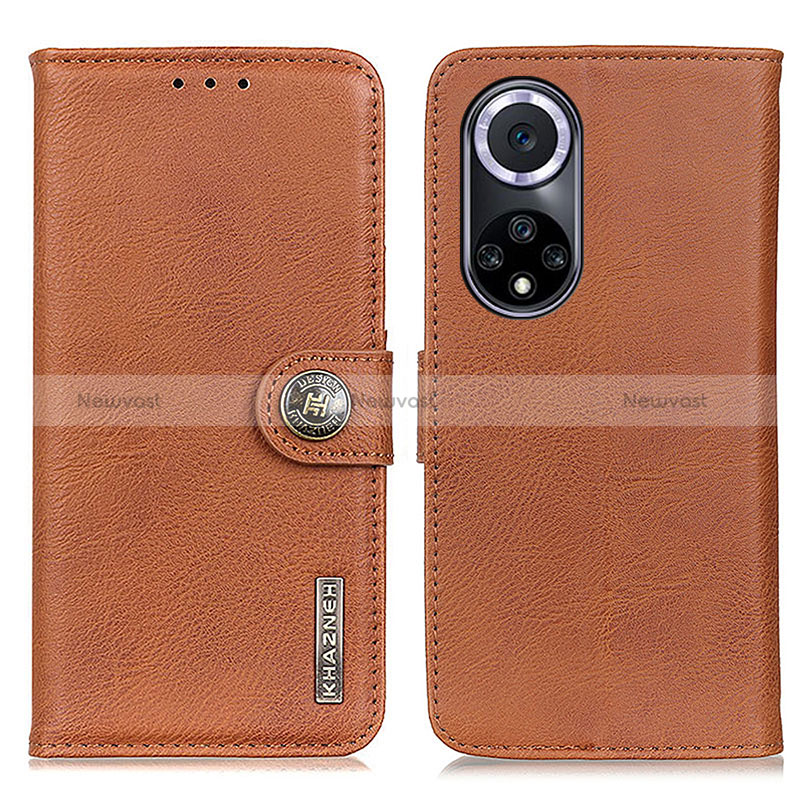 Leather Case Stands Flip Cover Holder K02Z for Huawei Nova 9 Brown