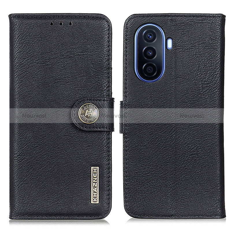 Leather Case Stands Flip Cover Holder K02Z for Huawei Nova Y70 Black