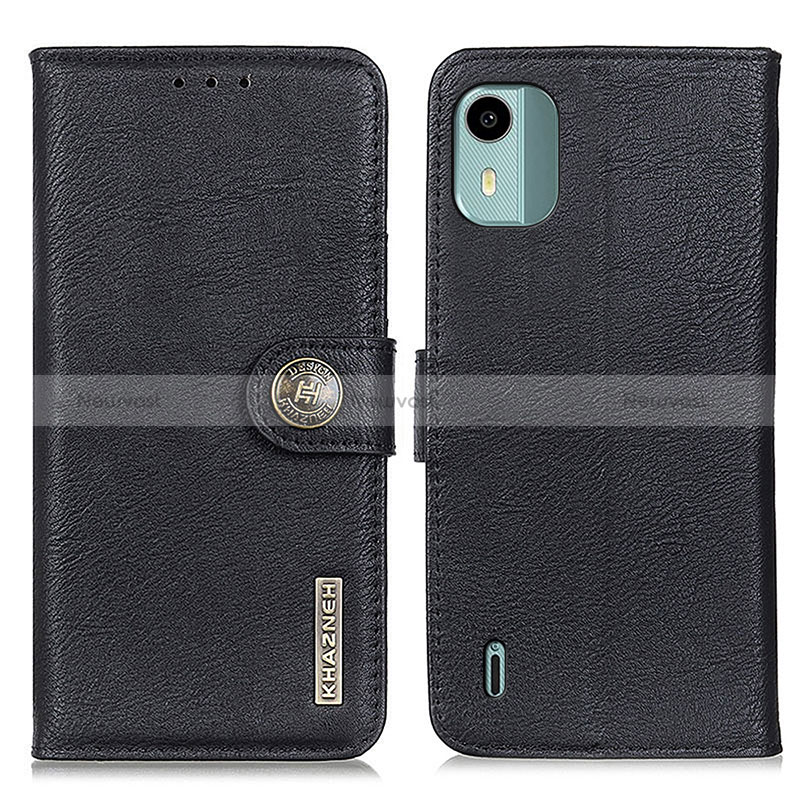 Leather Case Stands Flip Cover Holder K02Z for Nokia C12 Black